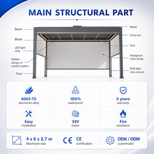 <span class=keywords><strong>Pergola</strong></span> bioclimatique électrique <span class=keywords><strong>à</strong></span> <span class=keywords><strong>prix</strong></span> d'usine pour balcon avec lames orientables - Product Image 4