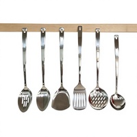 Ensemble d'ustensiles de cuisine en acier inoxydable de qualité supérieure avec trou de suspension, comprenant cuillère, spatule et écumoire, pour les tâches culinaires quotidiennes en intérieur