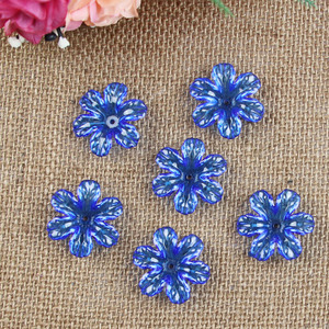 Acrylic <b>Flower</b> Beads 30mm Hexagonal Petal Red For Diy Handmade Jewelry Making Craft Supplies - Product Image 2