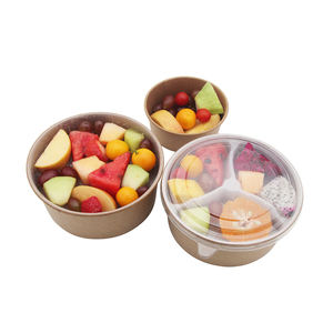 500ml 750ml 1000ml 1100ml 1300ml monouso biodegradabile PLA a base d'acqua Kraft ciotola di carta per insalata con coperchio - Product Image 2