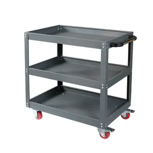 Heavy Duty 3 Tier Mobile Metal Workshop Chest Trolley Tool Cart Warehouse Service Cart With Wheels And Handle