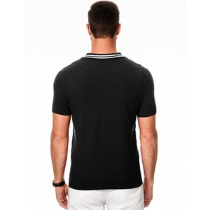 JMIERR Camiseta de Punto de Manga Corta para Hombre, Camisa de Polo Ligera con Botones, Característica Antiarrugas, Patrón Sólido Oscuro - Product Image 5