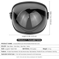 Lunettes de moto universelles, casque ouvert, verres de casque, visière à bulles, lentille anti-UV, accessoires pour moto