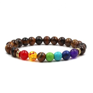 Yumfeel — <span class=keywords><strong>Bracelet</strong></span> en perles multicolores naturelles, en pierre volcanique noire, diffuseur des <span class=keywords><strong>7</strong></span> <span class=keywords><strong>chakras</strong></span>, vente en gros - Product Image 1