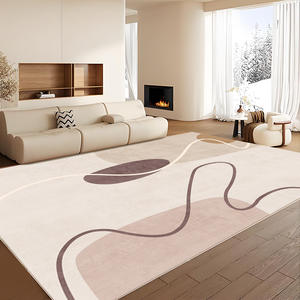 Alfombra de Lujo Abstracta Rectangular, Gruesa, Imitación de Cachemira, para Sala de Estar, Color Crema Francés, H-371 - Product Image 1