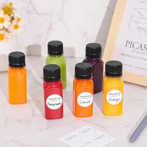 60ml 2oz clair petit jus smoothie carré bouteilles en plastique avec bouchons couvercles <span class=keywords><strong>mini</strong></span> jus boisson conteneurs avec couvercles pour réfrigérateur - Product Image 2