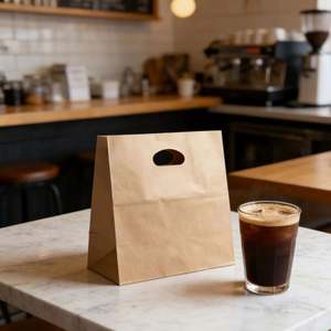 Bolsas de Compras Kraft con Fondo Plano y Asas Troqueladas, con Logotipo Personalizado, Bolsas de Regalo Modernas para Uso Comercial - Product Image 5