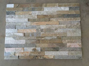 Panneau de pierre naturelle de culture empilée, finition brisée, design moderne, couleur miel doré, pour extérieur, villa, hôtel, <span class=keywords><strong>ardoise</strong></span> anti-acide durable - Product Image 2