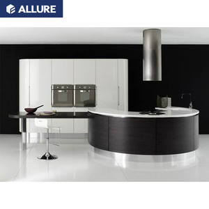 Allure Tall Cheap <span class=keywords><strong>Island</strong></span> <span class=keywords><strong>2</strong></span> Pac Layout Hotel completo in fibra senza maniglie armadio da cucina Design colore cina MDF durevole personalizzato - Product Image 3