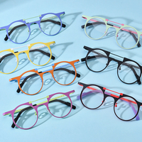Gafas Borregls con Montura de Titanio Colorida para Mujer, Diseño Retro Redondo, Lentes de Alta Calidad, Modelo 185855