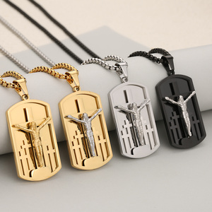 Кулон-жетон из нержавеющей стали с позолотой 18K в виде распятия Иисуса, религиозное христианское украшение, подарки для мужчин и женщин на вечеринки, третий выпуск - Product Image 1