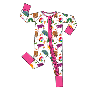 Özelleştirilmiş bebek çocuklar uzun kollu fırfır uyuyanlar bambu Fiber kız Zippy Romper tek parça pijama bebek pijama giysileri - Product Image 6
