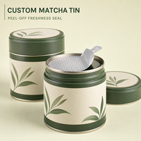 Boîte en métal personnalisée pour matcha 30g avec opercule pelable, réutilisable, qualité alimentaire, pour emballage de poudre de thé
