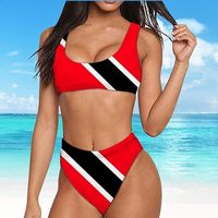 Maillot de bain fendu sexy pour femme Bikini à la demande imprimé du drapeau jamaïcain Bikini imprimé d'art vente en gros de maillot de bain design en polyester à sublimation