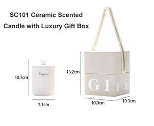 Fragancia <span class=keywords><strong>para</strong></span> el hogar, venta al por mayor, <span class=keywords><strong>velas</strong></span> perfumadas con mecha de madera de lujo en tarro de cerámica acanalado blanco mate con tapa y paquete de caja de regalo - Product Image 4