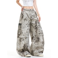 Pantalon cargo unisexe ample et décontracté à jambe large, motif léopard, en coton-polyester, multi-poches, style américain, pour homme - Nouveauté fournisseur