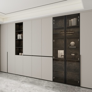 Tùy chỉnh đầy đủ tường kệ sách trong gỗ trắng MDF Bảng điều chỉnh Tủ sách của văn phòng & phòng khách kim loại bằng gỗ tủ trưng bày kích thước tùy chỉnh - Product Image 1