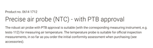 Sonde de température NTC haute performance TESTO 0614 1712 - Product Image 4
