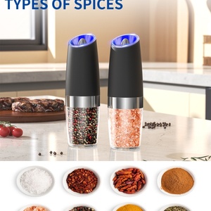 Battery Operated Salt <b>Pepper</b> Automatic Salt <b>Grinder</b> Electric Salt and <b>Pepper</b> <b>Grinders</b> with Blue LED Light Adjustable Coarseness - Product Image 6