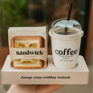 Scatola di imballaggio Sandwich personalizzata con tazza di caffè - Product Image 1