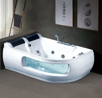 Baignoire autoportante intelligente de luxe pour hôtel et gîte, 2 personnes, multifonctionnelle, avec fonction de surf, chauffée et à bulles, ambiance relaxante