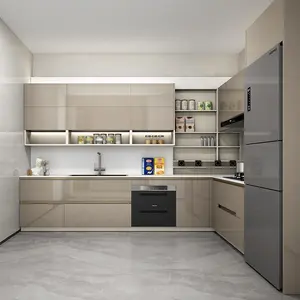 Apartment Hotel Modernes Projekt Kleiner Raum Mini Küchenzeile Acryl Küchen schrank Einheiten