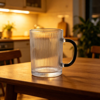 Mug en verre à paroi simple de style classique YS, écologique, avec poignée, compatible lave-vaisselle et micro-ondes, pour la maison, l'hôtel, le restaurant