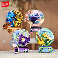 Sembo 611097-100 Blocs de construction en plastique, modèle de fleur carrée rotative, pièce décorative, ensemble de jouets à assembler, 20 pièces