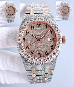 Nouvelle Tendance Montre en Acier Inoxydable Or Rose avec Cadran en Moissanite, Design Hip Hop Entièrement Sertie de Diamants, Résistance à l'Eau 10 Bar, Bijou le Plus Vendu - Product Image 1