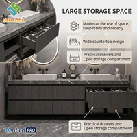 Set Kabinet Kamar Mandi Dinding Kayu Solid Keramik Tahan Air Modern Juerte OEM 2026 dengan Cermin Tembaga untuk Ruang Tamu