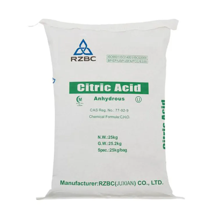 Agente acido alimentare generale RZBC acido citrico CAS 77-92-9 sacchetti da 25 KG
