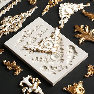 Paquete de 3 Moldes de Silicona Barrocos con Borde Ondulado, Moldes para Fondant, Moldes para Arcilla, Decoración para Pasteles de Boda y Cumpleaños - Product Image 4