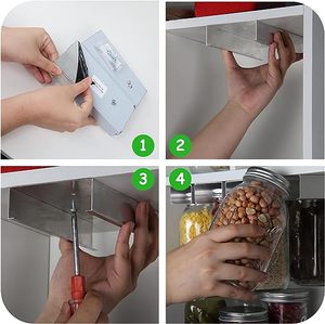 Hanging Réglable En Plastique Mason Jar Organisateur Organisateur Pot À Épices Étagère pour Tiroir <span class=keywords><strong>De</strong></span> Cuisine Sous L'armoire - Product Image 5
