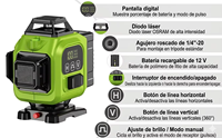 Niveau laser professionnel pour marquage au sol et mural, kit de niveau laser à faisceau vert auto-nivelant 360° pour travaux de construction