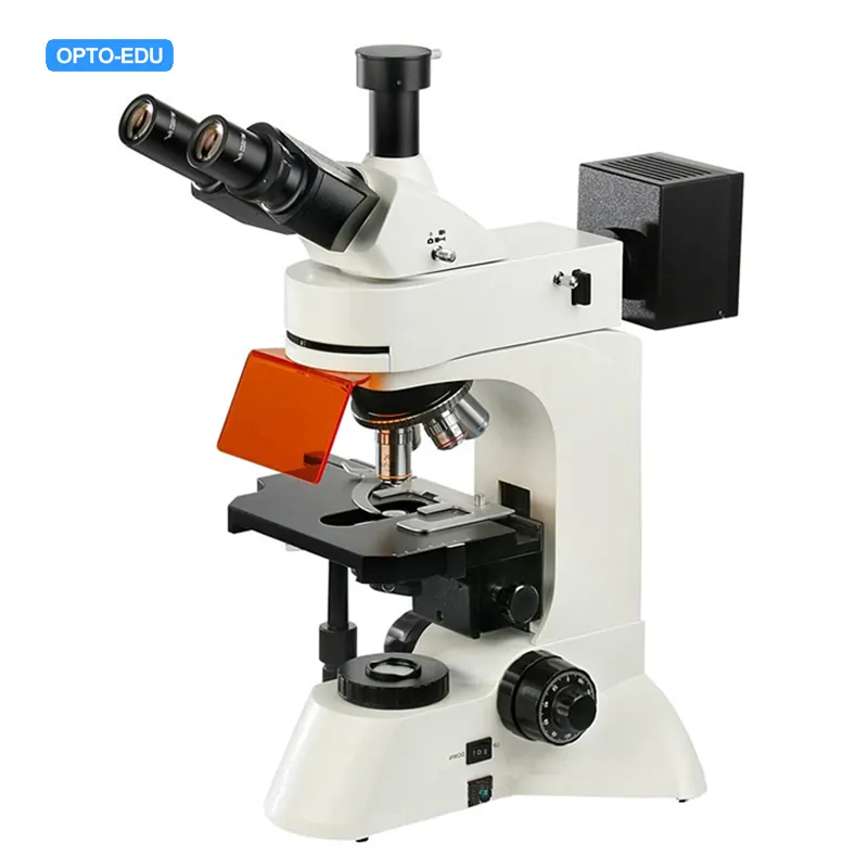 Microscopio fluorescente LED trinocular A16.0207, con pantalla LED, de 2 pulgadas