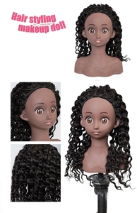 Cabeza <span class=keywords><strong>de</strong></span> Maniquí <span class=keywords><strong>de</strong></span> <span class=keywords><strong>pelo</strong></span> <span class=keywords><strong>natural</strong></span> <span class=keywords><strong>de</strong></span> 20CM y 8 pulgadas, juguetes <span class=keywords><strong>de</strong></span> <span class=keywords><strong>muñeca</strong></span> <span class=keywords><strong>de</strong></span> práctica para niños, cabeza <span class=keywords><strong>de</strong></span> <span class=keywords><strong>muñeca</strong></span> Africana ficticia negra <span class=keywords><strong>de</strong></span> piel oscura para jugar - Product Image 6