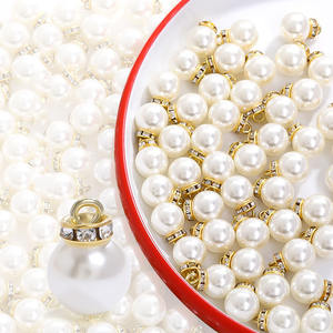 Vente en gros de perles d'imitation circulaires brillantes en ABS pour le bricolage d'accessoires vestimentaires accessoires de bijoux en perles - Product Image 1