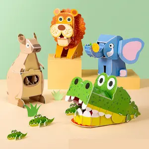 Cartone animato 3d Puzzle di carta giocattolo personalizzato Mini 3d modello di Puzzle di animali fai da te Set di artigianato per ragazzi e ragazze adulti