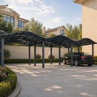 Abri de voiture moderne minimaliste personnalisé à double cantilever en alliage d'aluminium imperméable avec panneaux PC épais
