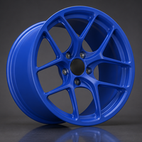 Nouvelle jante en alliage d'aluminium forgé 10 branches, design Y fendu, bleu satiné, concave, logo personnalisé, pour voiture, 16-22 pouces, 5x114.3