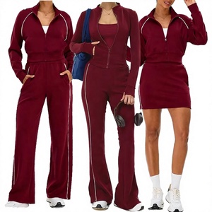 Women's <b>Workout</b> Sets Elastic Waist Color Block <b>Jacket</b> Hoodie Sweatpants Yoga Pants Windproof Gym Athletic Clothing Set - Product Image 2