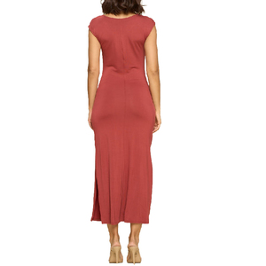Produttore di Abbigliamento OEM Personalizzato con Basso MOQ, Abiti Midi Casual Semplici in Cotone con Collo a Barchetta, Maniche Corte e Spacchi Laterali per Signore - Product Image 4