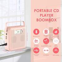 Reproductor de CD portátil con radio FM, pantalla LCD, altavoz incorporado, entrada AUX, antena retráctil para el hogar, exteriores y estudiantes