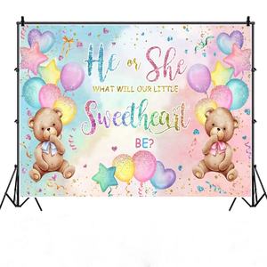 Neuer Bär Geschlecht enthüllte Kulisse Er oder SieNeugeborene Jungen oder Mädchen Baby-Bebei Kulisse Fotografie Hintergrund Fotokabine Requisiten - Product Image 1