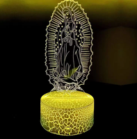 Lampe 3D à effet craquelé dégradé, 16 couleurs, Vierge Marie et Jésus, tactile et télécommandée, idéale pour la décoration intérieure des enfants et comme veilleuse – Meilleure vente