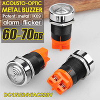 LANBOO 22FM 22MM Buzzer Métallique Flash LED Alarme Indicateur IP65 Étanche 70-110dB Tension Universelle Lampe de Signalisation pour Alarmes Sirènes