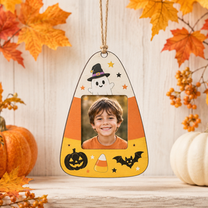 Adornos de madera para fotos de Halloween: diseño de calabaza, calavera, fantasma, murciélago y gato negro. Decoración colgante para árbol de Halloween y exhibición de fotos. - Product Image 4