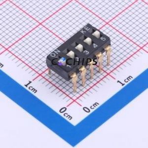 DSIC05LHGET DIP Switch Switch Flat Toggle, Raised Type Single Pole Single Throw 5 PC Pin - Product Image 1