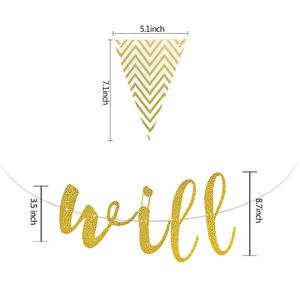 Bannière triangulaire à paillettes dorées « Nous vous manquerons » pour décorations de fête et fournitures de fête de retraite (Doré) - Product Image 3