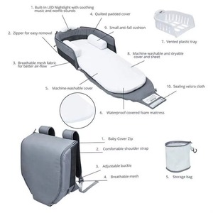 Lit bébé portable 4 en 1, pliable, avec lumière et musique, transat enfant, berceau de voyage, lit bébé pour nouveau-né - Product Image 5